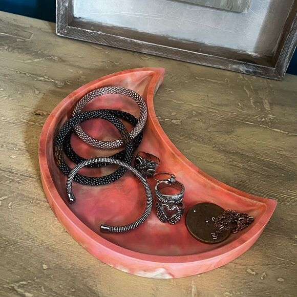 Handcrafted Resin Crescent Moon Tray - Picture 2 of 9